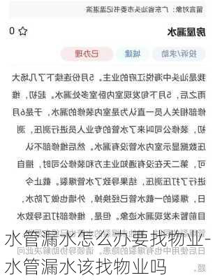 水管漏水怎么辦要找物業(yè)-水管漏水該找物業(yè)嗎