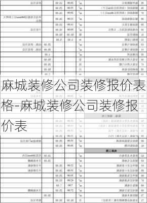 麻城裝修公司裝修報價表格-麻城裝修公司裝修報價表