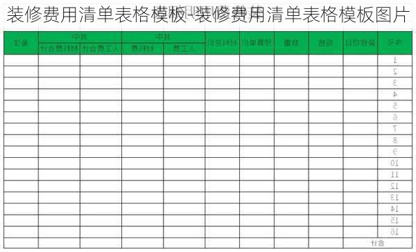 裝修費(fèi)用清單表格模板-裝修費(fèi)用清單表格模板圖片