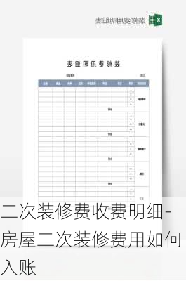 二次裝修費(fèi)收費(fèi)明細(xì)-房屋二次裝修費(fèi)用如何入賬