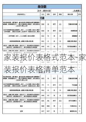 家裝報價表格式范本-家裝報價表格清單范本